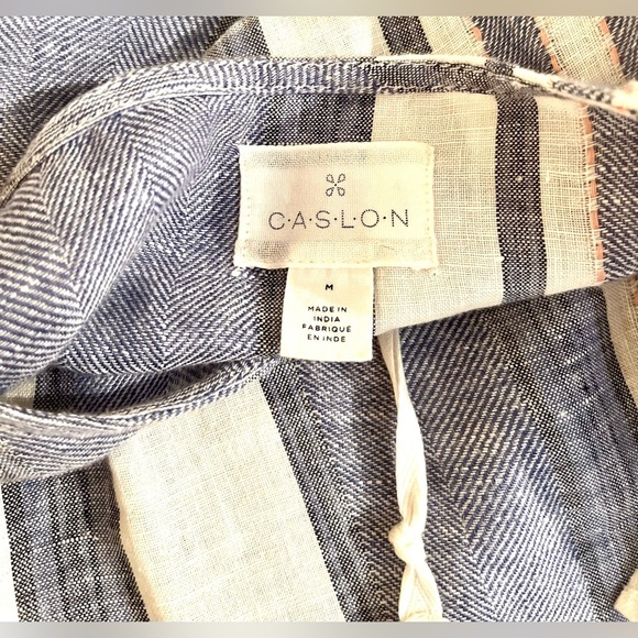 Caslon Striped Lace Up Shift  oversized Dress, lace up 3/4 front, short dolman - Picture 9 of 10